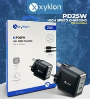 فيش جداري 25واط بمنفذين USB / PD +كيبل للشحن ضمان...