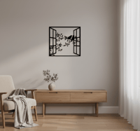 منظر جداري نافذة وطيور معدن