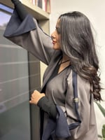 عباية دبل فيس رمادي كحلي