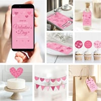 ثيم يوم الحب البينك ، مطبوع جاهز للتوصيل