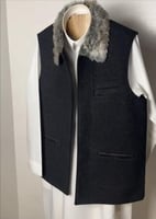 سديري شتوي فخم بياقة فرو رمادية