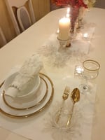 مفرش سكري بتطريز دانتيل لون ذهبي