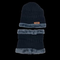 طقم طاقيه وربطة عنق صوف اسود مطفي