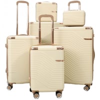 طقم حقائب سفر مخطط بجوانب 4 قطع سحب كبيرة + 2 قطع...