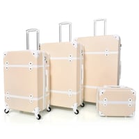 طقم شنط سفر كلاسيكي فينتيج مكون من 7 قطع لون بيج