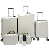 حقائب سفر طقم مكون من فايبر 5 قطع بزاوية محدبة لون...