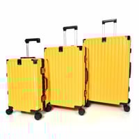 طقم شنط سفر 3 قطع ABS مع إطار ألومنيوم لون أصفر