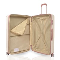 طقم حقائب سفر مخطط بجوانب 4 قطع سحب كبيرة + قطعة ي...