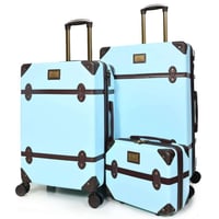 شنط سفر فايبر كلاسيكية – طقم 4 قطع لون سماوي