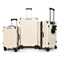 طقم شنط سفر 3 قطع ABS مع إطار ألومنيوم لون بيج