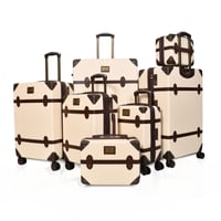 شنط سفر فايبر كلاسيكية – طقم 7 قطع لون بيج و بني غ...