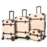 شنط سفر فايبر كلاسيكية – طقم 7 قطع لون بيج و بني غ...