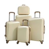 مورانو مجموعة شنط سفر بتصميم سادة 5 قطع بيج / كاكي...