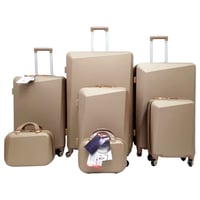 حقائب سفر طقم مكون من فايبر 7 قطع بزاوية محدبة لون...