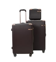 طقم حقائب سفر مخطط بجوانب 4 قطع سحب كبيرة + قطعة ي...