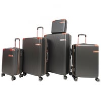 طقم حقائب سفر مخطط بجوانب 4 قطع سحب كبيرة + قطعة ي...