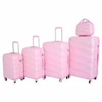 شنط فايبر مموج 5 قطع لون وردي