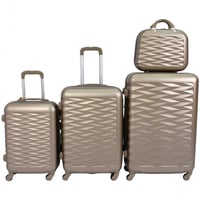 حقائب سفر فايبر 4 قطع لون ذهبي بشكل مميز