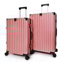 طقم شنط سفر 3 قطع ABS مع إطار ألومنيوم لون روز