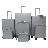 حقائب سفر طقم مكون من فايبر 7 قطع لون فضي