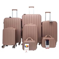 حقائب سفر طقم مقلم مكون من فايبر 7 قطع لون روز قول...