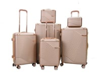 طقم حقائب سفر مخطط بجوانب 4 قطع سحب كبيرة + 2 قطع...