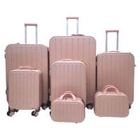 حقائب سفر طقم مقلم مكون من فايبر 7 قطع لون وردي
