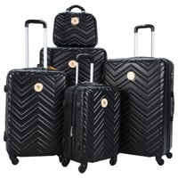 طقم حقائب سفر بعجلات من 5 قطع من ستار لاين أسود
