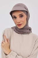 طرحة قطنية مع كاب - بني فاتح