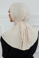 قبعة حجاب دبل سترتش ربط - بيج فاتح