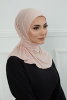 قبعة حجاب دبل سترتش ربط - لحمي