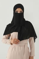 طقم طرحة ولثام ربط - أسود