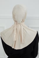 قبعة حجاب دبل سترتش ربط - بيج فاتح