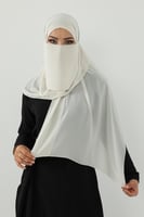 طقم طرحة ولثام ربط - أوف وايت