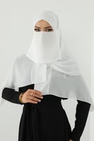 طقم طرحة ولثام مطاط - ابيض