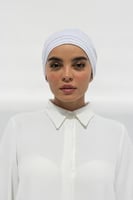 توربان قطن سترتش مع كسرات - ابيض