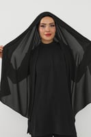 حجاب شيفون بمغناطيس وقبعة وسط