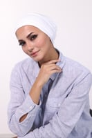 توربان قطعتين دبل سترتش ابيض - طقطق