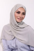 طرحة شيفون مع قبعة منفصلة- رمادي