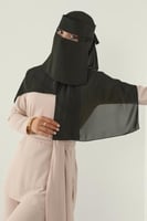 طقم طرحة ونقاب زيتي