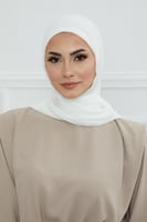 طرحه شيفون مع قبعة - أوف وايت