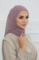 طرحه شيفون مع قبعة - ليلك