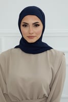 طرحه شيفون مع قبعة - كحلي