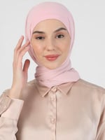 طرحه شيفون مع قبعة - وردي