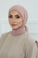 طرحه شيفون مع قبعة - وردي