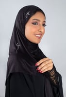 قطن دبل سترتش بكريستال سوارفسكي-أسود