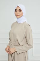 طرحة شيفون مع قبعة كاملة مشبوكة - أبيض