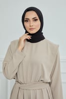 طرحة شيفون مع قبعة كاملة مشبوكة - أسود