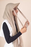 طرحة قطنية مع كاب - بيج