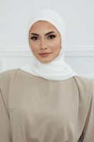 طرحه شيفون مع قبعة - ابيض